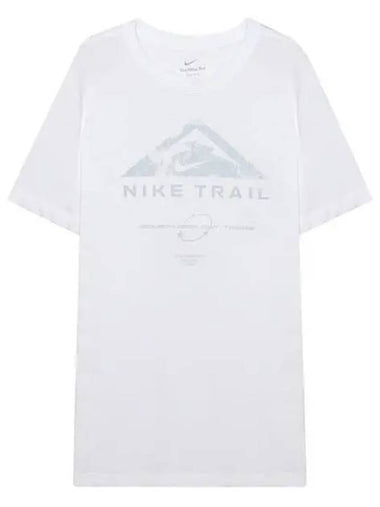 Men's Dry Fit Run Trail Short Sleeve T-Shirt White - NIKE - BALAAN 1