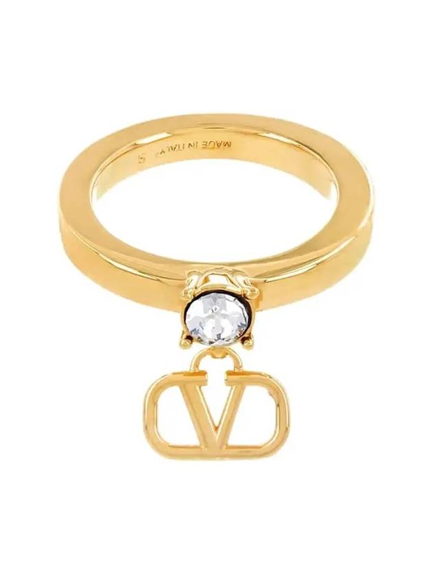 Mini V Logo Crystal Metal Ring Gold - VALENTINO - BALAAN 4