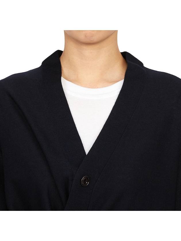 Relaxed Twisted Merino Wool Blend Cardigan Navy - LEMAIRE - BALAAN 7