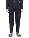 Men's Metropolis Stretch Satin Cargo Straight Pants Navy - CP COMPANY - BALAAN 2