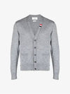 Men's Jersey Stitch V-Neck Cardigan Light Grey - THOM BROWNE - BALAAN 3