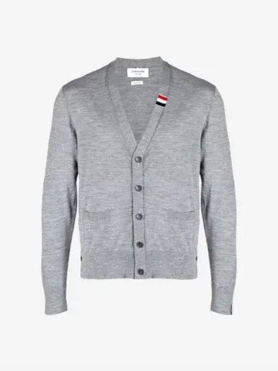 Men's Jersey Stitch V-Neck Cardigan Light Grey - THOM BROWNE - BALAAN 2