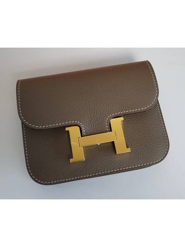 Constance slim compact half wallet belt bag Etoff gold women s H082214 - HERMES - BALAAN 1