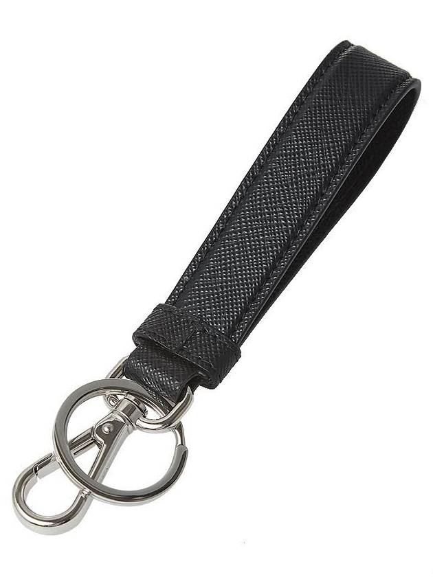 Logo Saffiano Leather Key Holder Black - PRADA - BALAAN 5