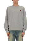 Boke Flower Embroidery Crew Neck Cotton Sweatshirt Grey - KENZO - BALAAN 1