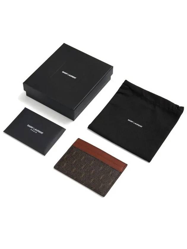 Monogram Canvas Card Wallet Brown - SAINT LAURENT - BALAAN 5