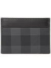 Check Leather Card Case Charcoal - BURBERRY - BALAAN 3