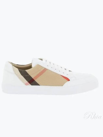 House Check Leather Sneakers Optic White - BURBERRY - BALAAN 2