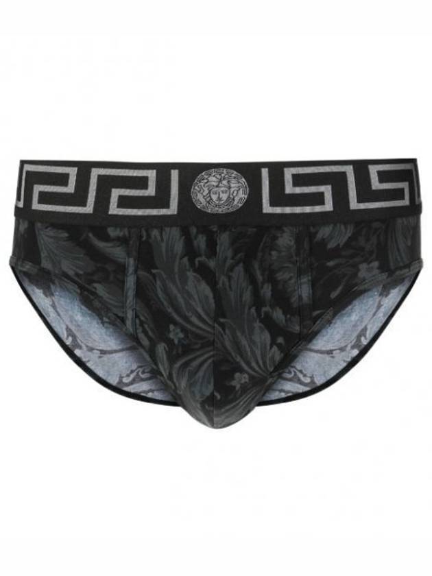 Men's Baroque Print Triangle Briefs Black Grey - VERSACE - BALAAN 2