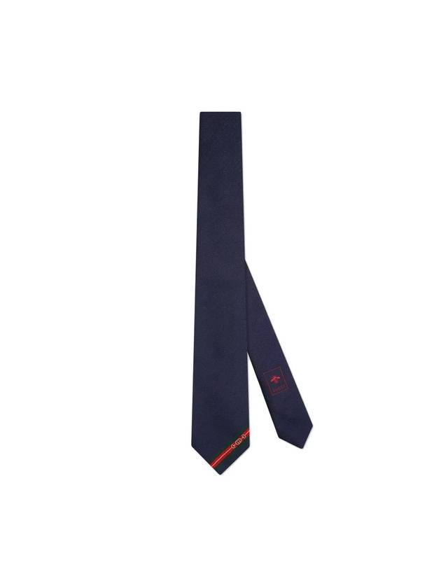 Double G Horsebit Jacquard Slim Silk Necktie Midnight Blue - GUCCI - BALAAN 1