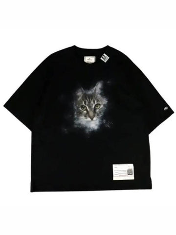 A13TS632 BLACK Cat Print T Shirt - MIHARA YASUHIRO - BALAAN 1