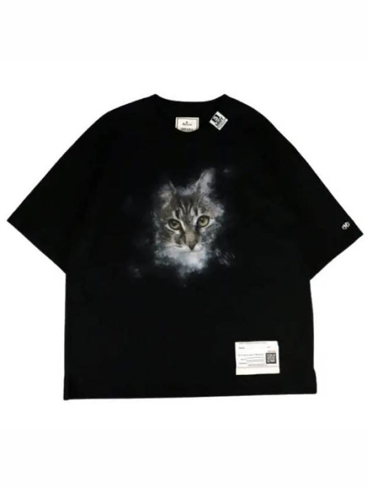 A13TS632 Black Cat Print Tee - MIHARA YASUHIRO - BALAAN 1