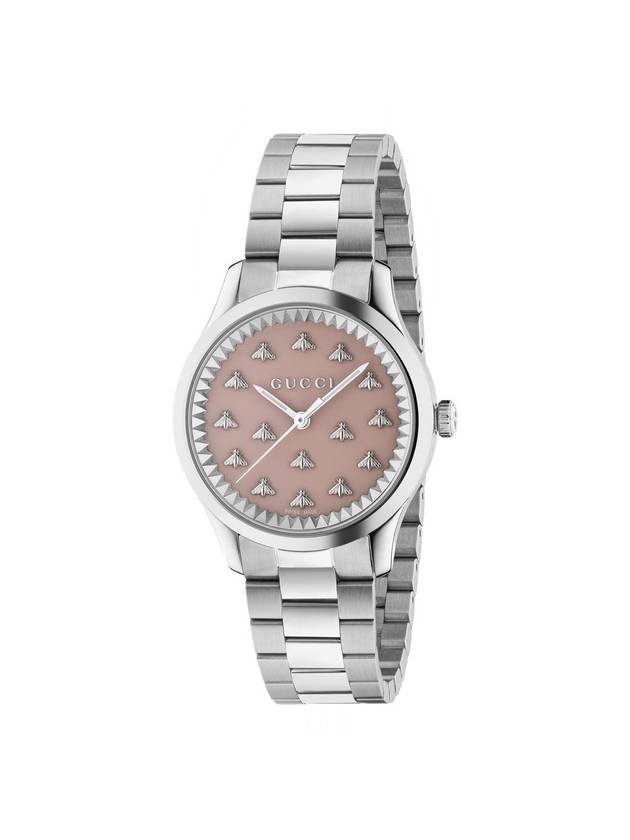 G Timeless Bee Dial 32mm Metal Watch Pink Silver YA1265033 - GUCCI - BALAAN 1