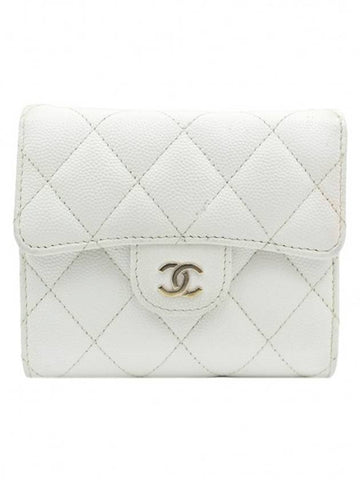 Women s Chanel AP0231 White Caviar Gold CC Logo Classic Small Flap Ring Wallet 32nd gt Half Gangbuk used luxury goods - CHANEL - BALAAN 1