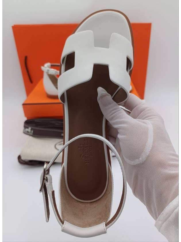 Santorini Calfskin Sandals Blanc - HERMES - BALAAN 8