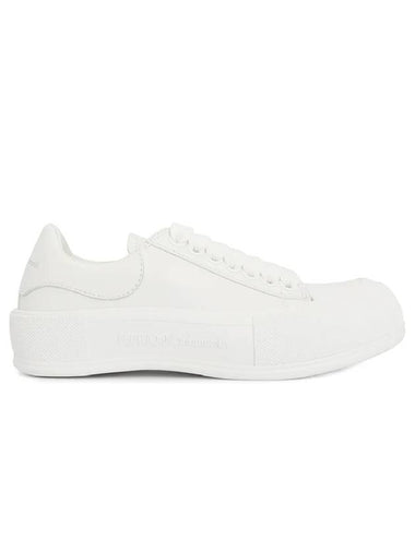 Deck Plimsoll Lace Up Low Top Sneakers White - ALEXANDER MCQUEEN - BALAAN 1