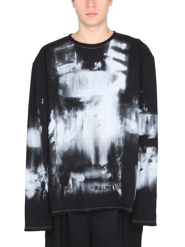 TIE DYE PATTERN CREWNECK SWEATSHIRT - BALMAIN - BALAAN 1