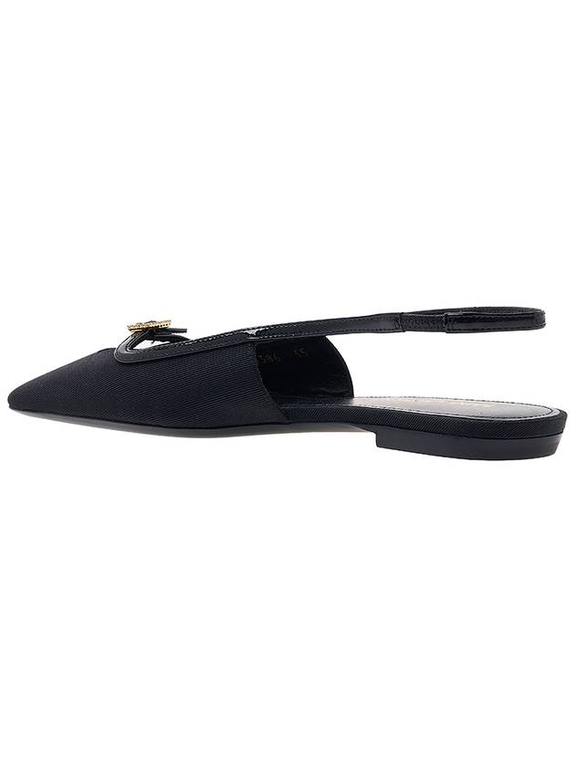 Blade Ottoman Fabric Patent Leather Slingback Flats Black - SAINT LAURENT - BALAAN 4