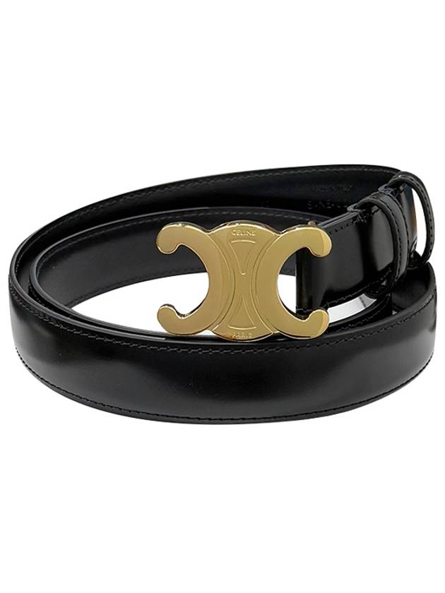 Triomphe Taurillon Medium Leather Belt Black - CELINE - BALAAN 2