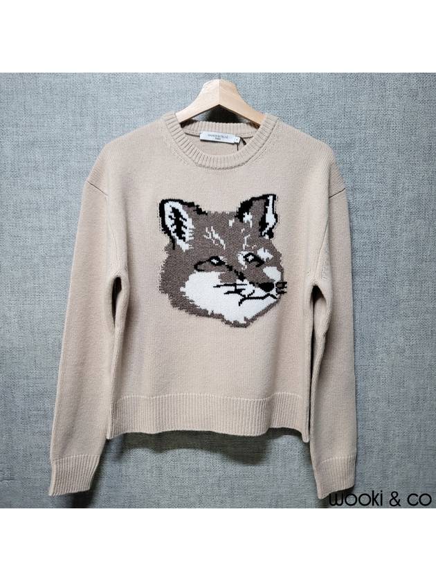 Big Fox Head Knit Top Beige - MAISON KITSUNE - BALAAN.