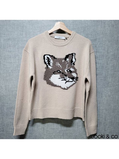 Big Fox Head Wool Knit Top Beige - MAISON KITSUNE - BALAAN 2