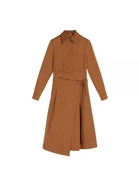 Berbice Cotton Midi Dress Brown - MAX MARA - BALAAN 1