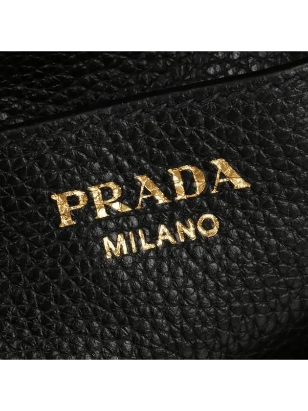 Vitello Phoenix Gold Plated Logo Leather Bucket Bag Black - PRADA - BALAAN 7