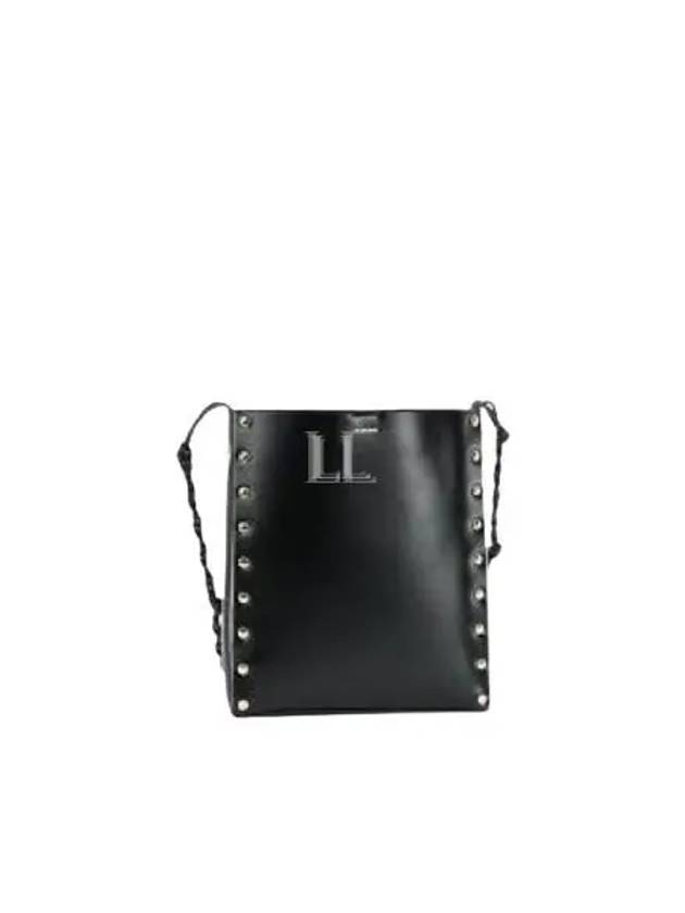 Tangle Rivet Leather Shoulder Bag Black - JIL SANDER - BALAAN 2