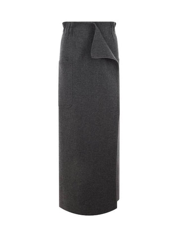 Women's Messina Wool Long Pencil Skirt Gray - MAX MARA - BALAAN 1