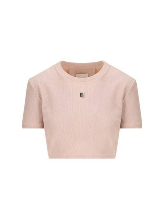 4G Logo Crop Short Sleeve T-Shirt Pink - GIVENCHY - BALAAN 1