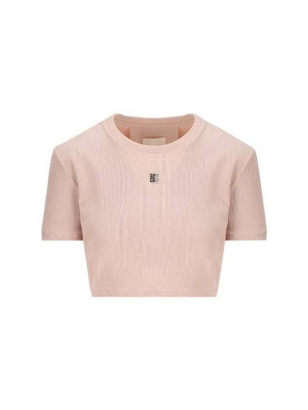 4G Logo Crop Short Sleeve T-Shirt Pink - GIVENCHY - BALAAN 1