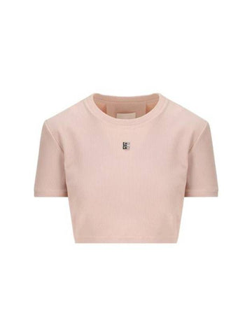 4G Logo Crop Short Sleeve T-Shirt Pink - GIVENCHY - BALAAN 1