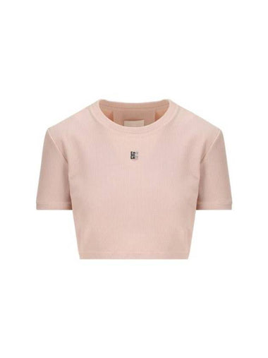 4G Logo Crop Short Sleeve T-Shirt Pink - GIVENCHY - BALAAN 1