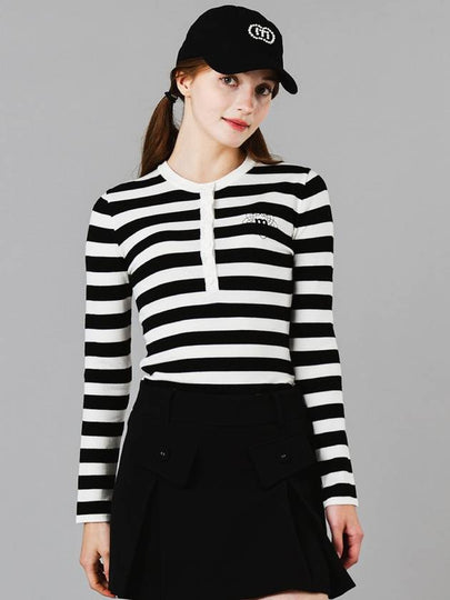 Bold Stripe Black Henley Neck Knit DO6232KT22 - DOYOUKNOWMC GOLF WEAR - BALAAN 2