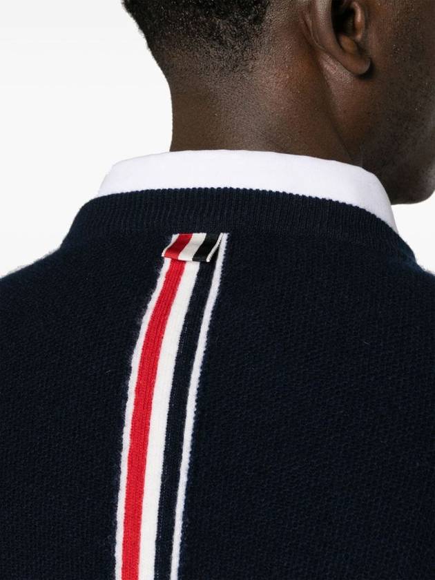 Arm Band Merino Wool Pique Knit Top Navy - THOM BROWNE - BALAAN 6