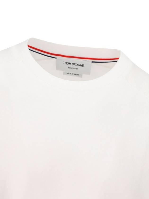 4-Bar Striped Cotton Short Sleeve T-Shirt White - THOM BROWNE - BALAAN 4