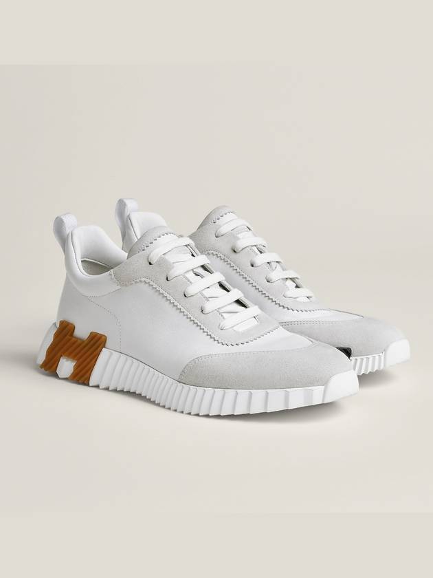 Bouncing Sneakers Calfskin Suede Goatskin Blanc - HERMES - BALAAN 4