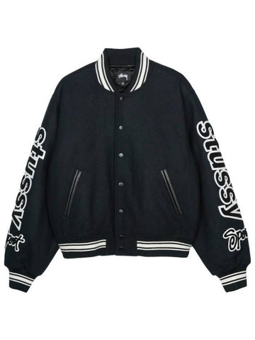 Stussy Competition Varsity Jacket Black 115748 - MAISON KITSUNE - BALAAN 1