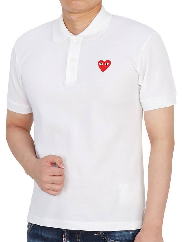 Red Heart Wappen Polo Shirt P1 T006 5 White - COMME DES GARCONS - BALAAN.