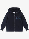 Kids Logo Print Hooded Zip-Up Jacket Navy - BURBERRY - BALAAN 2