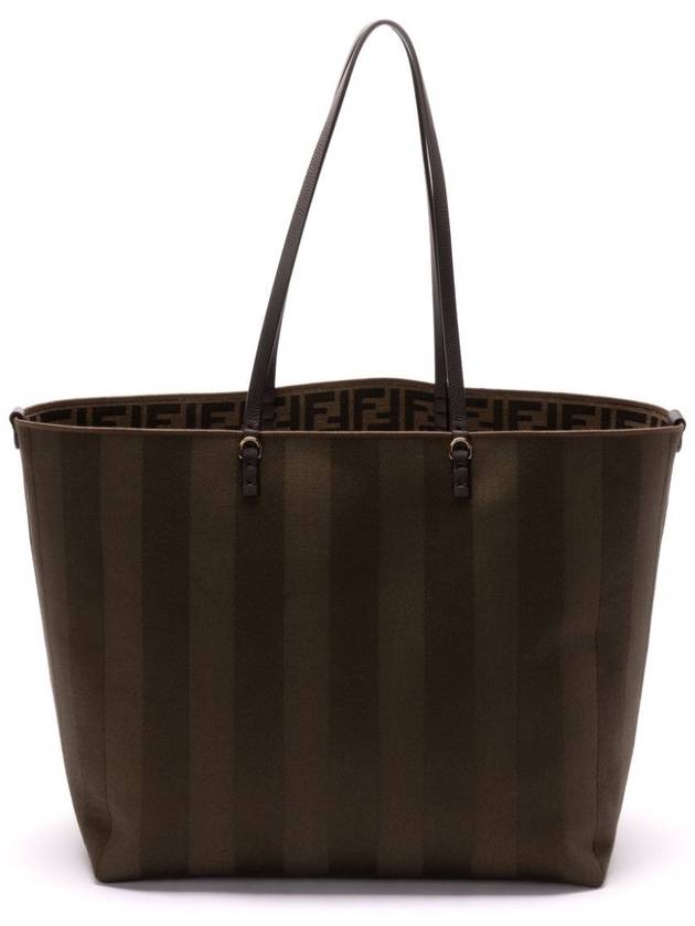 Roll Pequin Stripe Large Tote Bag Brown - FENDI - BALAAN 4