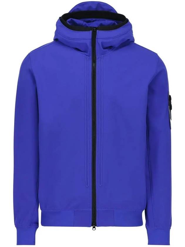 Wappen Patch Soft Shell Hooded Jacket Blue - STONE ISLAND - BALAAN 3