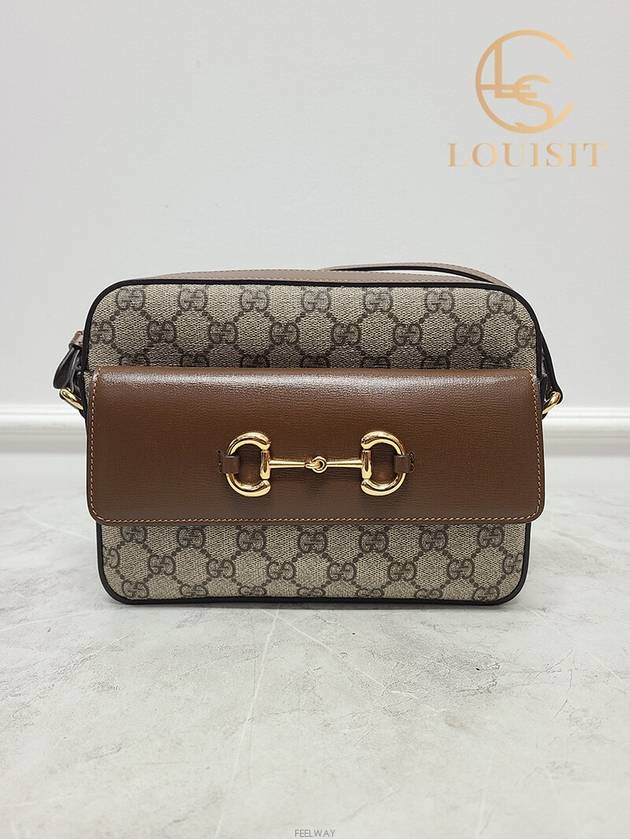 Used luxury goods Lewis It Brown GG Supreme 1955 Horsebit small shoulder bag - GUCCI - BALAAN 1