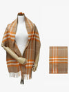 Classic Check Cashmere Scarf Camel Orange - BURBERRY - BALAAN.