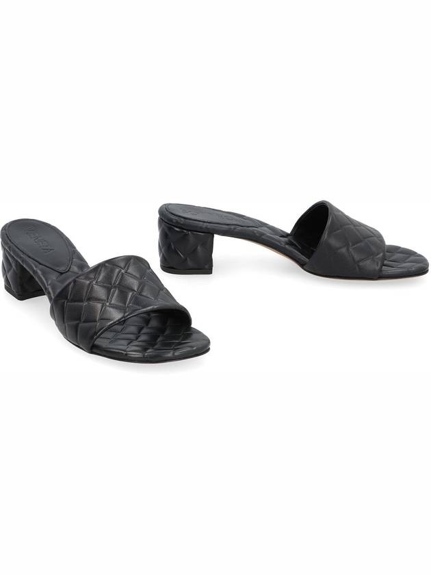 Amy Intrecciato Motif Leather Mule Heel Black - BOTTEGA VENETA - BALAAN 4