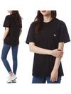 Gold Fox Patch Pocket Women's Round TShirt GM00116KJ0008 BK - MAISON KITSUNE - BALAAN 1