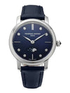 Women’s Classic Slimline Moonphase Watch Silver Blue - FREDERIQUE CONSTANT - BALAAN 5