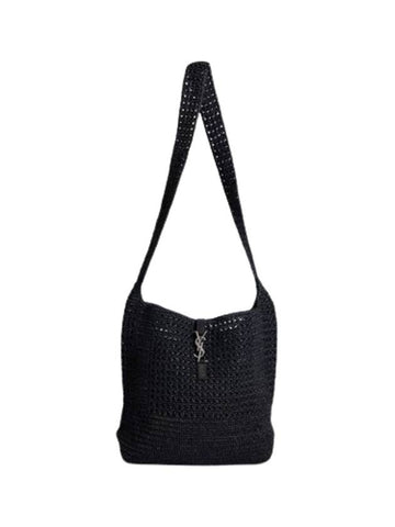 Raffia Shoulder Bag Black - SAINT LAURENT - BALAAN 1