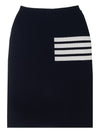 Fine Merino Wool Link Stitch Pencil Skirt Navy - THOM BROWNE - BALAAN.