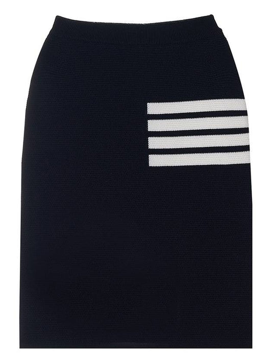 Fine Merino Wool Link Stitch Pencil Skirt Navy - THOM BROWNE - BALAAN 2